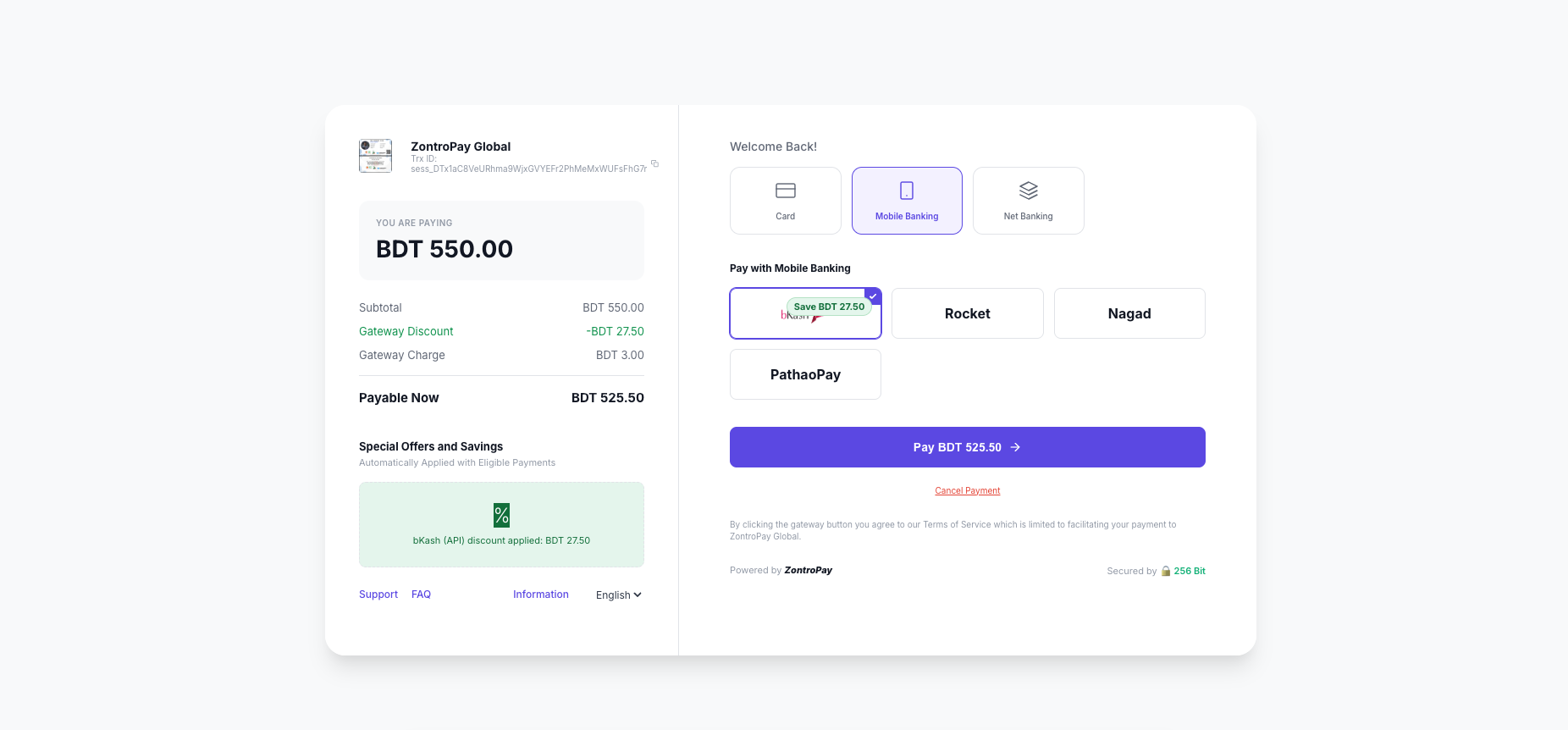 ZontroPay dashboard workflow preview